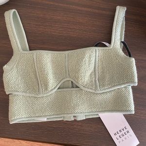 Herve Leger sea foam green crop top